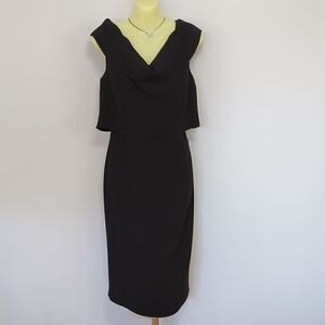 Escada Dress "Dayla" Black Sheath Attached Shrug Escada 38 NWT U.S.Sm
